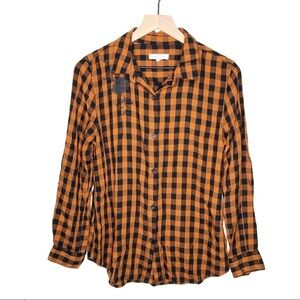 beachlunchlounge Buffalo Check Button Shirt Orange S